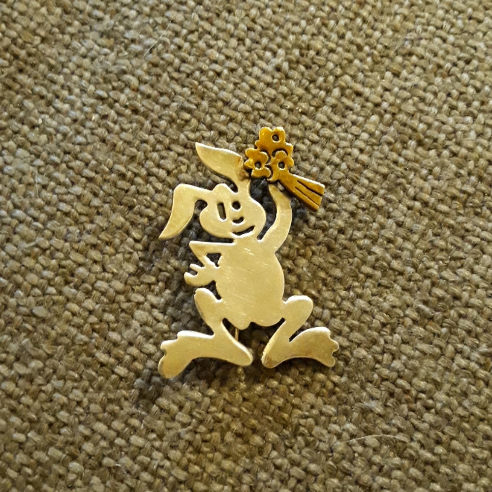 Brooch of Rabbit silver and brass